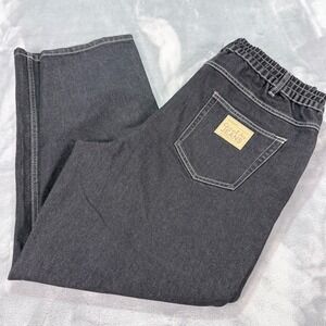 Haband Casual Joe Jeans Mens 38 Black Elastic Waist Contrast Stitch 03L Denim